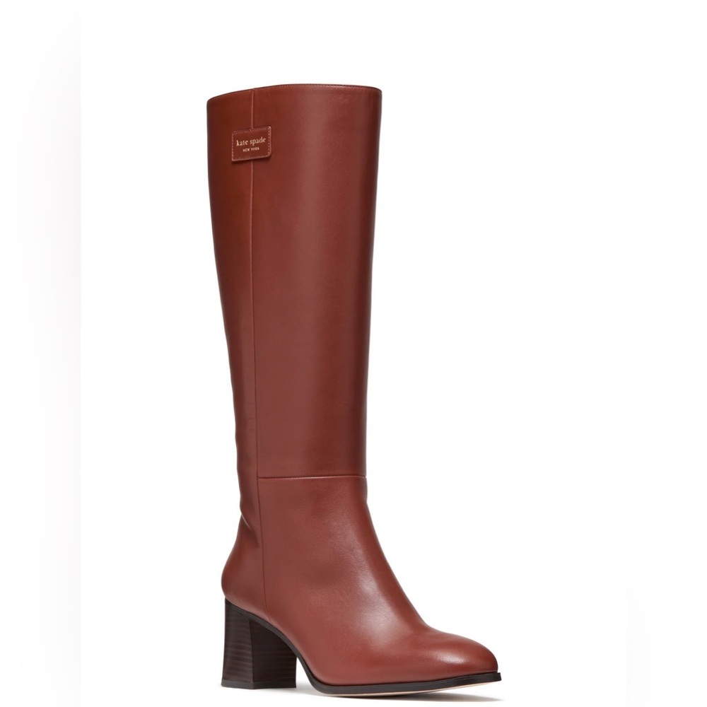 🚨KATE SPADE♠️ Women’s Aimee Tall Shaft Chestnut Heeled Boots| Brown SZ. 8 NWB - Picture 4 of 4